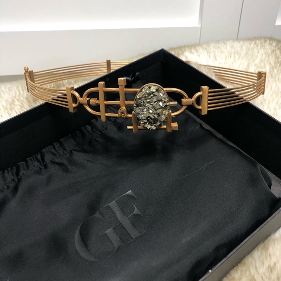 Gianfranco ferre belt. Gold color and pyrite stone